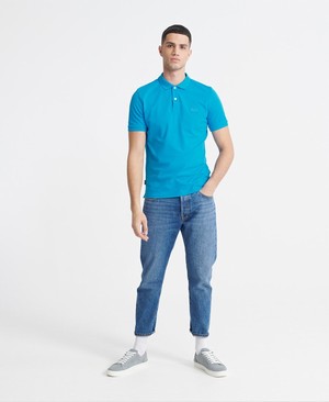 Superdry Organic Cotton Micro Lite Pique Férfi Póló Kék | ARSYJ8569